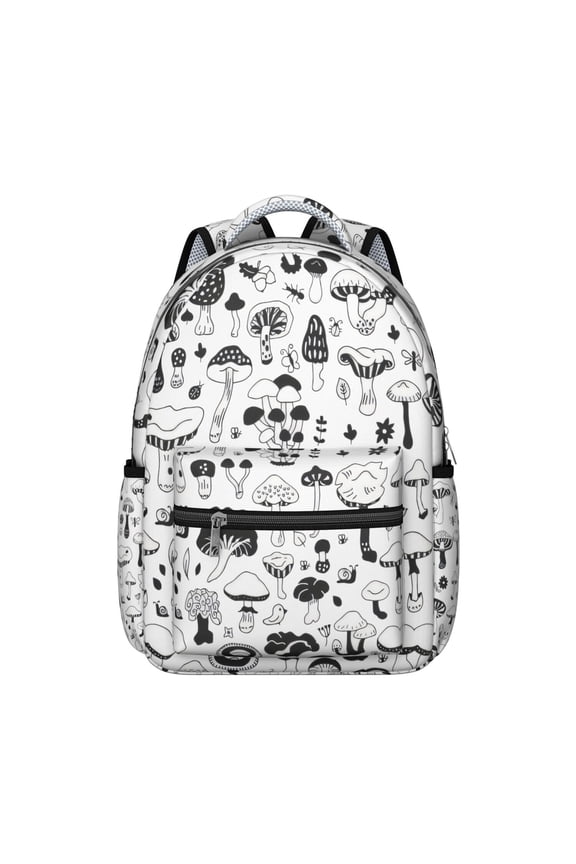 Aesthetic Fungi School Backpack Boho Gothic Psychedelic Magical Forest Mushroom Design Trippy Woodland School Bag
