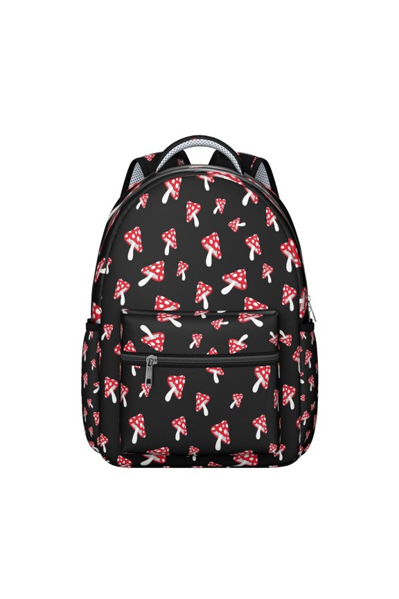 Aesthetic Fungi Students Backpack Gothic Psychedelic Trippy Magical Forest Mushroom Design Boho Woodland School Bag