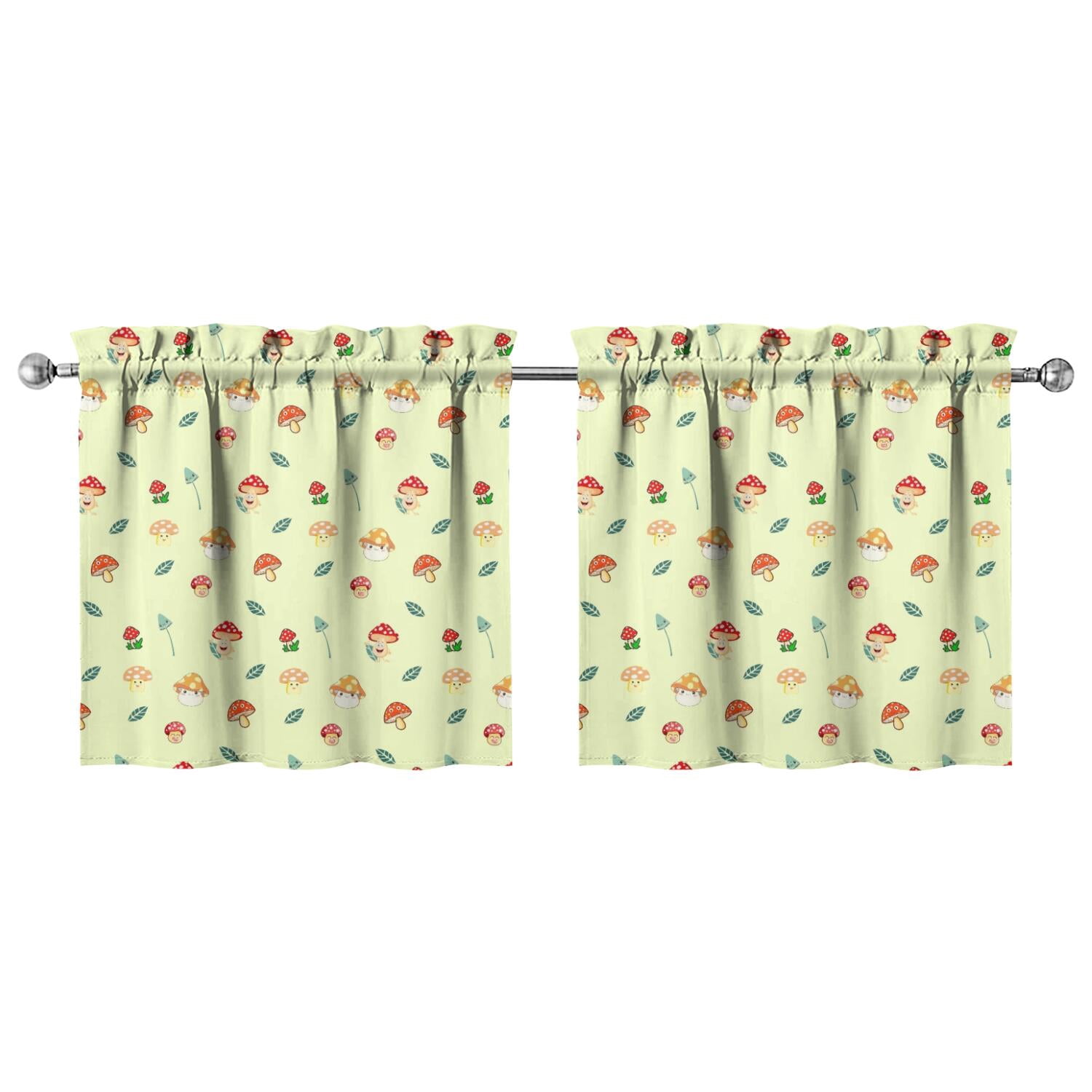 Aesthetic Fungi Window Curtains - 2 Pack Cottagecore Mushroom Design ...
