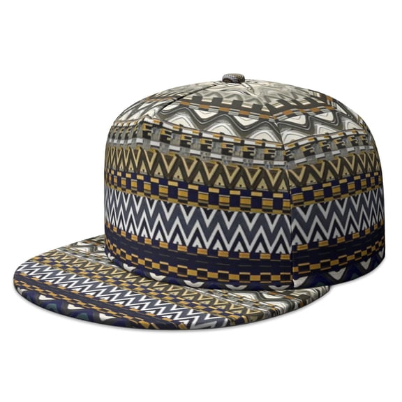 Aesthetic Geometric Flat Brim Cap - Unisex Adjustable Baseball Hat