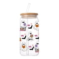 thumbnail image 1 of Aesthetic Glass Cups with Lids and Straws Halloween Ghost Glass Cup 16oz Printed Spooky Tumbler with Straw for Summerween Party Iced Coffee Holiday Drinks, 1 of 5