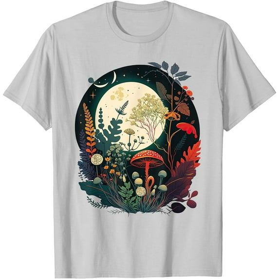 Aesthetic Goblincore and dark Cottagecore Mushroom Unisex T-Shirt for Men Women Kids Toddler,Ice Grey Color,Size 4XL