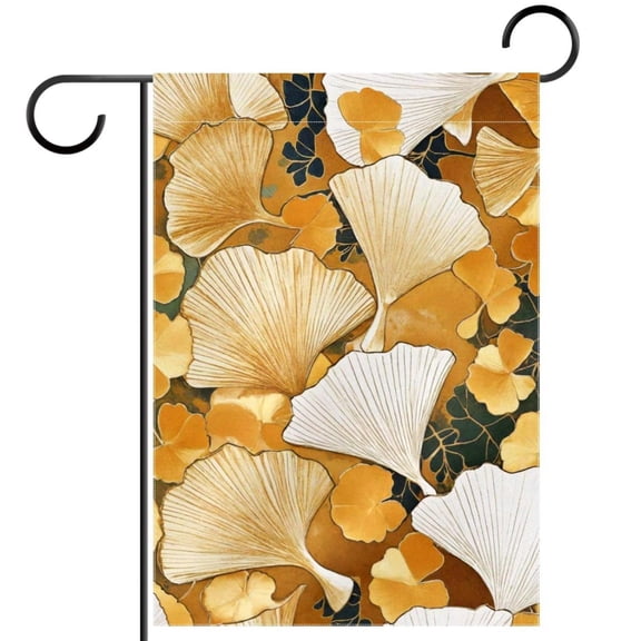 Aesthetic Gold Ginkgo Biloba Double Sided Garden Flag Decorative Weather Resistant Yard Flag, Large DIY Vertical Flag for Farmhouse Patio Lawn, 28x40 Inch