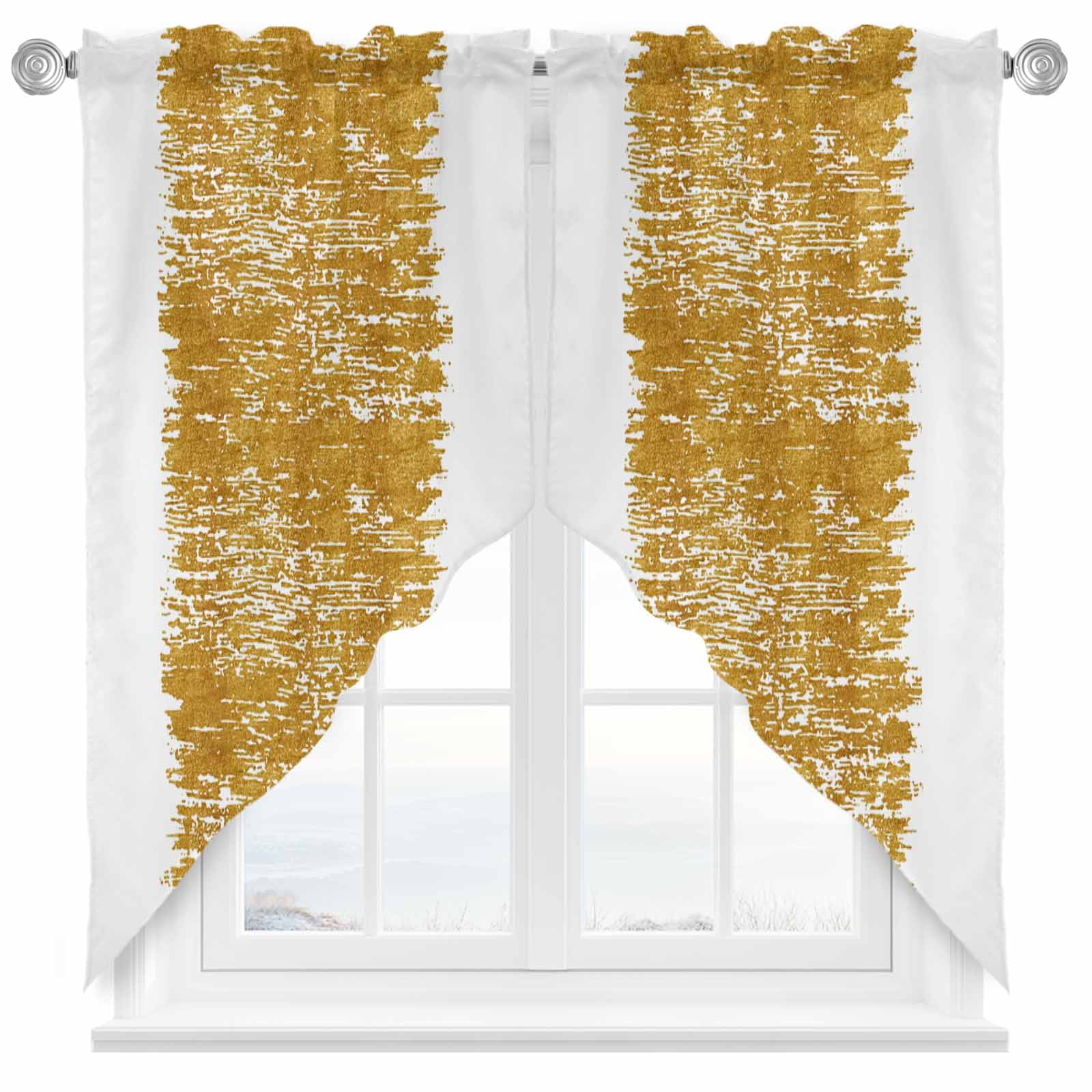 Aesthetic Gold Swag Curtain Valance for Windows, Mottled Abstract ...