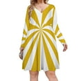 thumbnail image 1 of Aesthetic Golden Yellow And White Sunburst Long Sleeve Dresses For Women Vintage Elegant Party Dress Oversized V-neck Dress S-8XL, 1 of 7