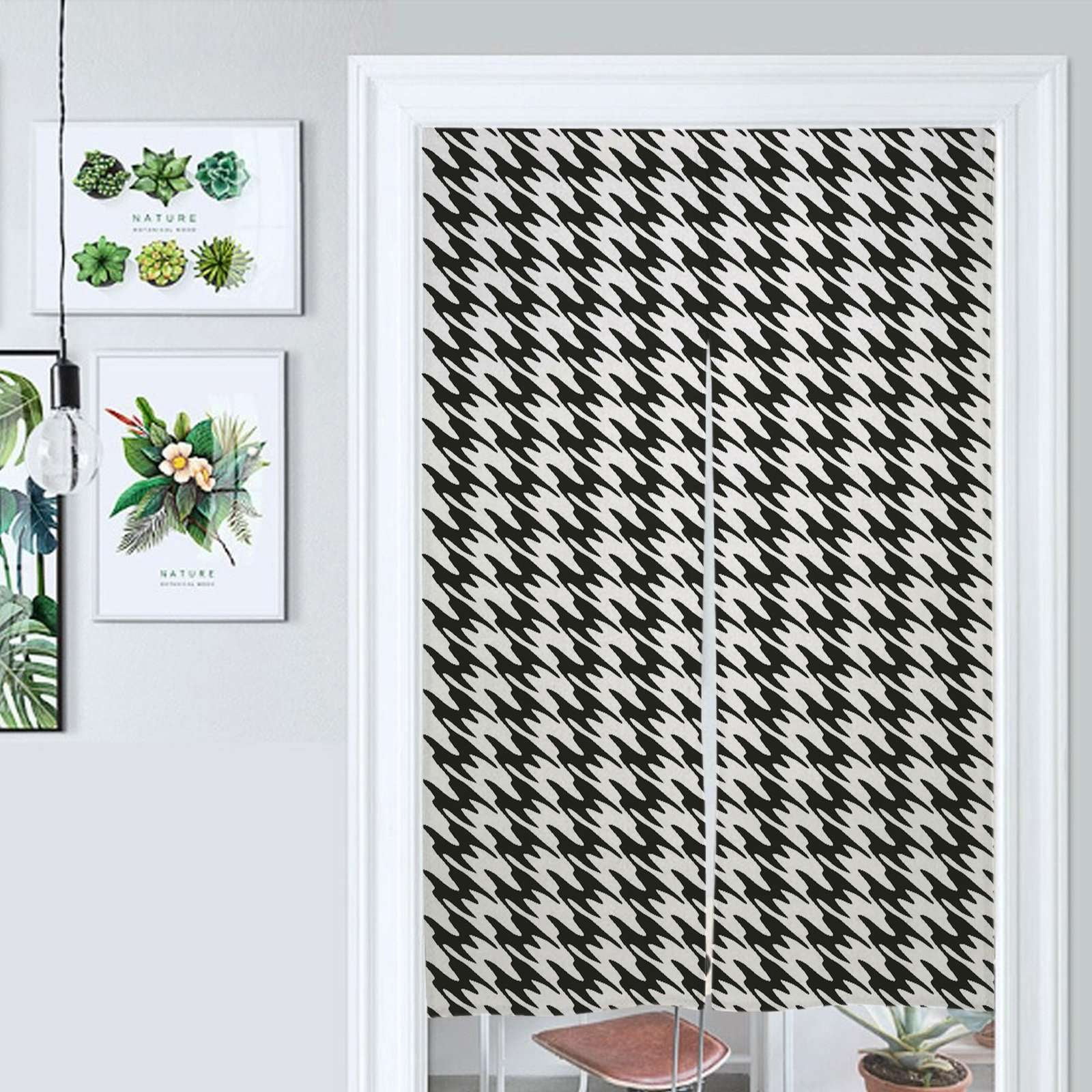 Aesthetic Grey Olive And White Ripple Door Curtain Nordic Living Room