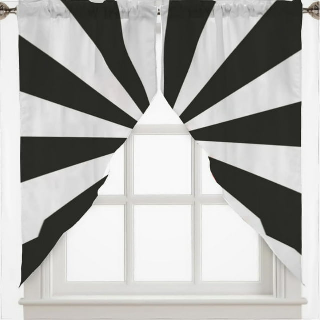 Aesthetic Grey Olive And White Sunburst Swag Valances For Windows 2