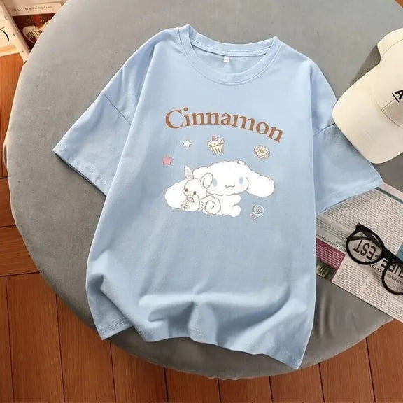 Aesthetic Harajuku Summer New Oversized T Shirt Sanrio Cinnamoroll Graphic T Shirts Multicolor Gril Gothic Y2k Top Women Clothes