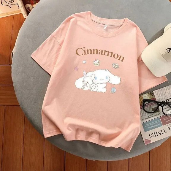 Aesthetic Harajuku Summer New Oversized T Shirt Sanrio Cinnamoroll Graphic T Shirts Multicolor Gril Gothic Y2k Top Women Clothes