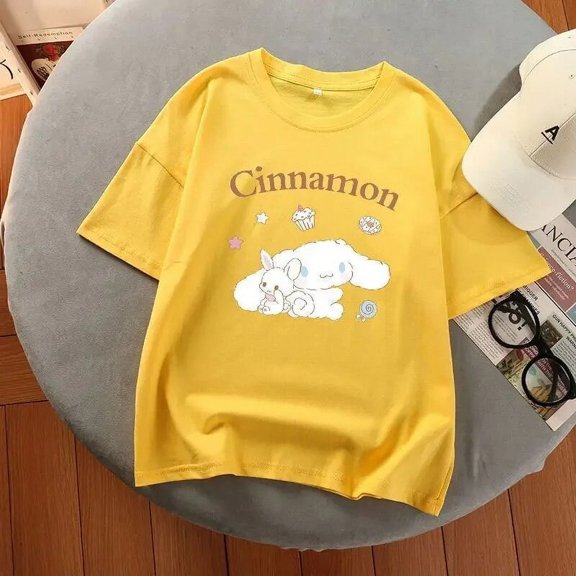 Aesthetic Harajuku Summer New Oversized T Shirt Sanrio Cinnamoroll Graphic T Shirts Multicolor Gril Gothic Y2k Top Women Clothes