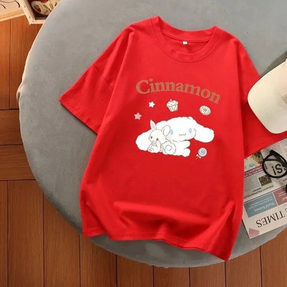 Aesthetic Harajuku Summer New Oversized T Shirt Sanrio Cinnamoroll Graphic T Shirts Multicolor Gril Gothic Y2k Top Women Clothes