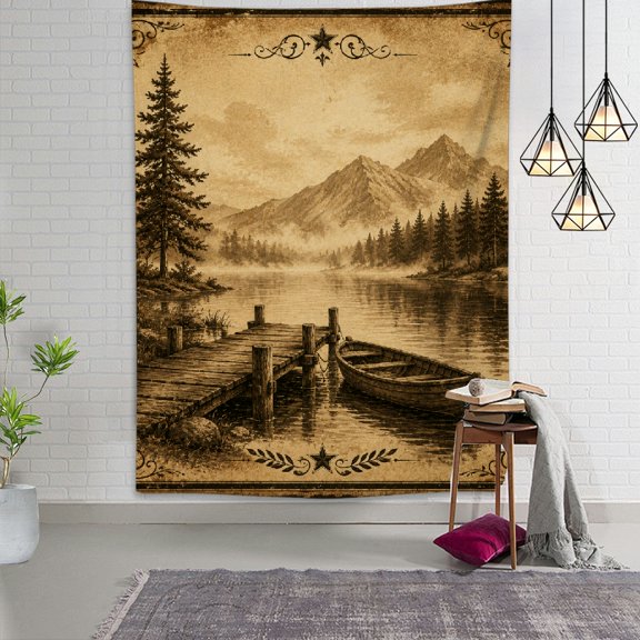 Aesthetic Home Decor for Adults And Family, Grandpa Workshop Tools Vintage Sepia Print Tapestry,  Vertical Print Wall Hanging Tapesties for Bedroom Dorm  Living Room .  Grandpa Workshop Tools