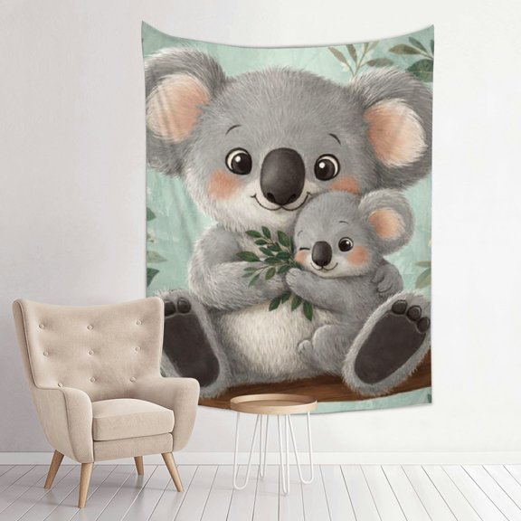 Aesthetic Home Decor for Adults And Family, Mother Koala and Her Baby Print Vertical Print Wall Hanging Tapesties for Bedroom Dorm Living Room, Tapestry . Mother Koala and Her Baby