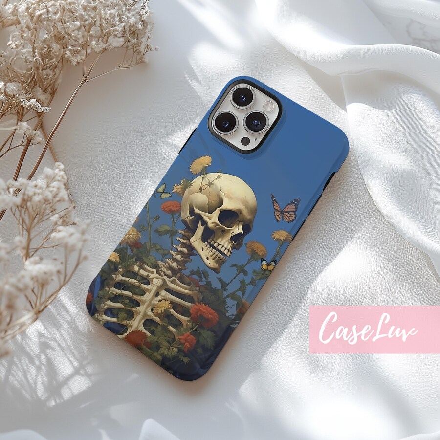 Aesthetic Horror Gothic Floral Skeleton Halloween Phone Case 11 12 13 ...