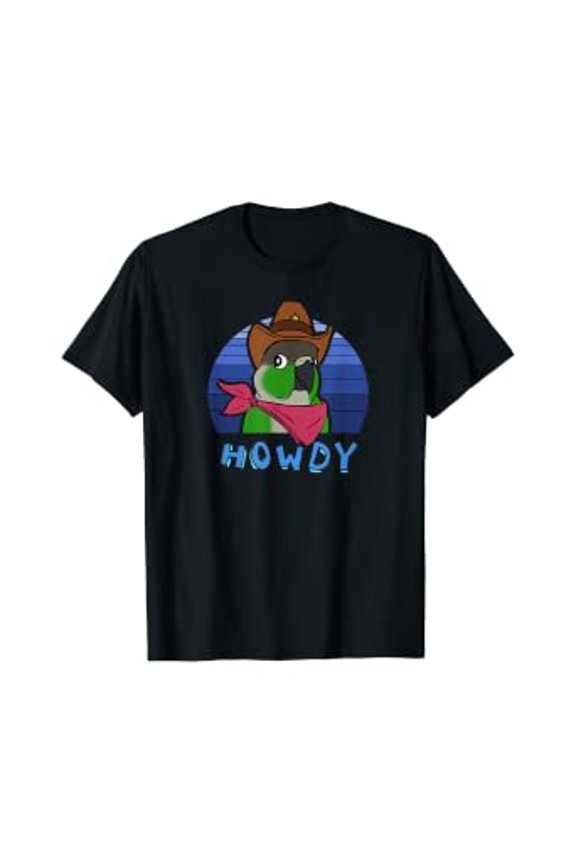 Aesthetic Howdy Parrot Cowboy Green Cheeked Conure Bird T-Shirt