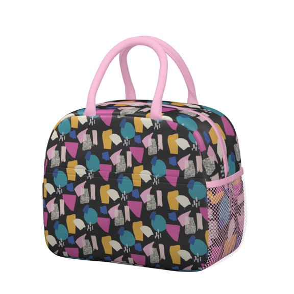 Aesthetic Insulated Lunch Box - Portable & Waterproof Thermal Lunch Bag for Work, School, or Picnic, Leakproof Design with Reinforced Handles - Minimalist Rainbow Gradient