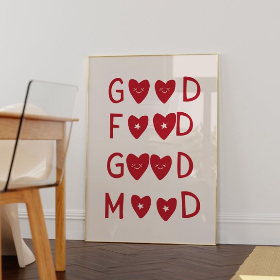 Aesthetic Kitchen Decor Cute Cooking Art Kitchen Wall Art Print Minimalist Heart Print Chef Quote Wall Art