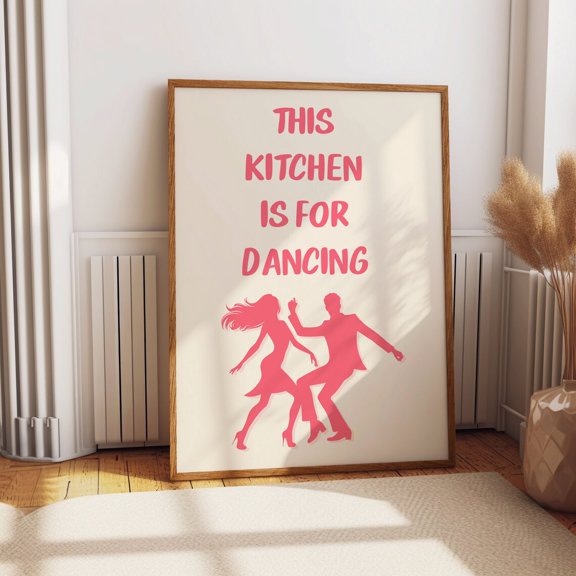 Aesthetic Kitchen Decor Cute Dance Art Pink Kitchen Wall Art Design 3 Unframed Paper Print