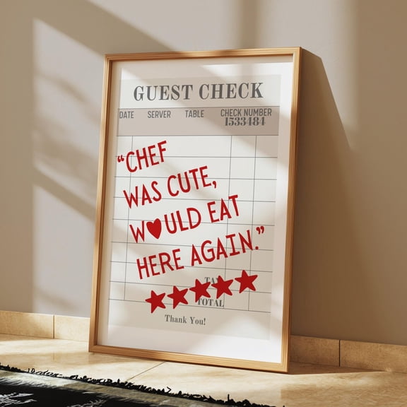 Aesthetic Kitchen Prints Chef Was Cute Would Eat Here Again Kitchen Decor Kitchen Wall Art Typography Prints Trendy Kitchen Poster Wall Art, Modern Wall Decor, 8x12 UNFRAMED