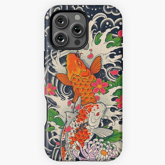 Aesthetic Koi Fish Pond Art Phone Case for iPhone 16 15 14 13 12 11 Pro Max M891168