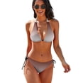 thumbnail image 1 of Aesthetic Dark Green And White Gradient Women's Bikini V Neck Swimsuit Set 2 Piece Over Size Bathing Suit Side Triangle Bathing Suit, 1 of 9
