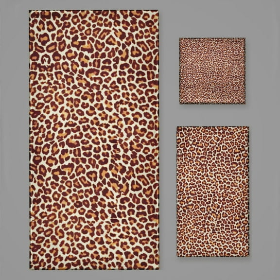 Aesthetic Leopard Print 1 Bath Towel Sets For Bathroom Hand Towels Fingertip Towels 3 Piece Soft Absorbent For Bathroom Kitchen Hotel Beach
