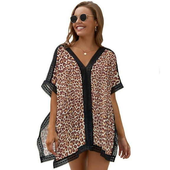 Aesthetic Leopard Print Printed Women's Swimsuit Cover Up Summer Swimsuit Dress