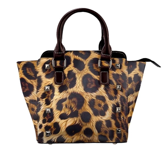 Aesthetic Leopard Print Rivet Fashion One-Shoulder Women's Handbag Tote Bag