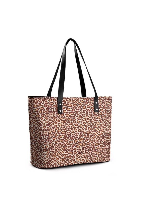 Aesthetic Leopard Print Woman Leather Handbags Large Tote Bag Fashion Portable Handbags With Zipper