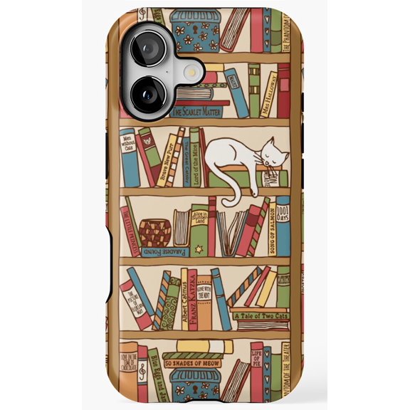 Aesthetic Library Bookshelf Phone Case for iPhone 17 16 15 14 13 12 11 Pro Max