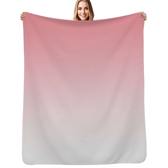 Aesthetic Light Pink and White Gradient Flannel Blankets Soft Throw Blanket Winter Travel Office Outdoor Bedspread