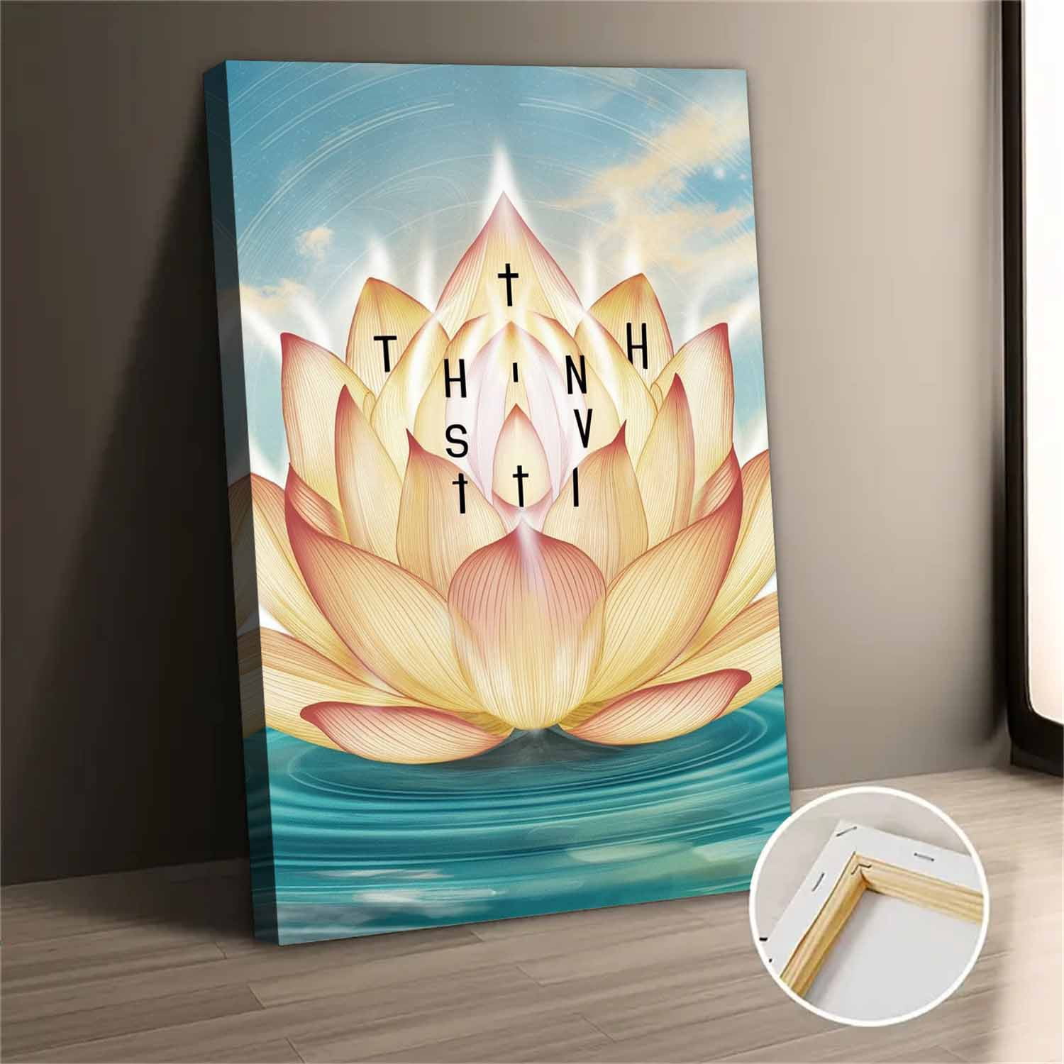 Aesthetic Lotus Flower Canvas Wall Art Print For Bedroom Living Room ...