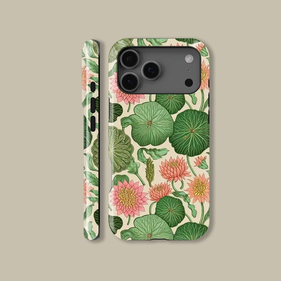 Aesthetic Lotus Flower Leaf MagSafe Case for iPhone Samsung Art