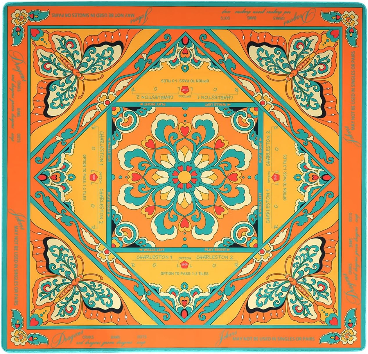 ® Aesthetic Mahjong Mat for Table with Rules:31.5" Noise Reduction & Non-Slip Neoprene American Mah Jong Tabletop Cloth Cover - Mah Jongg Accessories and Gifts for Beginner Lovers Party Travel