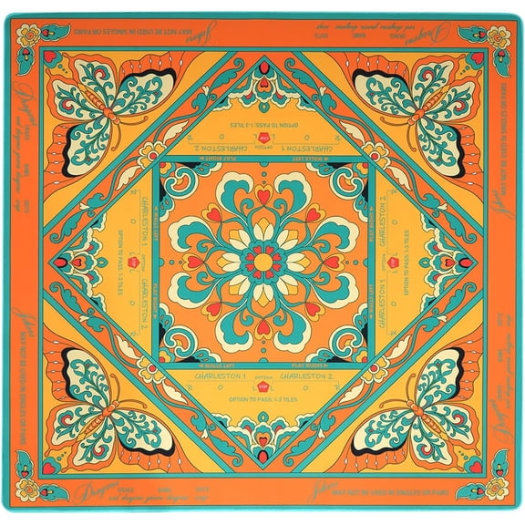 Aesthetic Mahjong Mat for Table with Rules:31.5" Noise Reduction & Non-Slip Neoprene American Mah Jong Tabletop Cloth Cover - Mah Jongg Accessories and Gifts for Beginner Lovers Party Travel