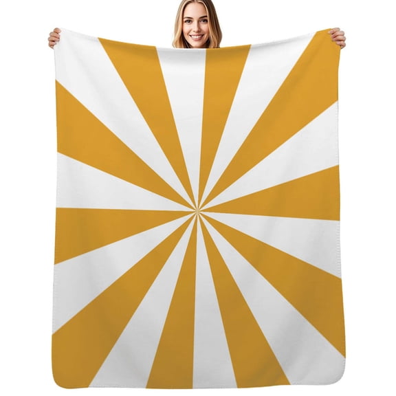 Aesthetic Maize Yellow and White Sunburst Flannel Blanket Warm Soft Bedding Throws Winter Camping Chair Sofa Bed