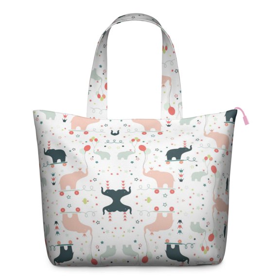 Aesthetic Mandala Elephant Weekender Bag, Abstract Floral Pattern Travel Duffel for Women with Ethnic Boho Spirit, Lightweight Tote for Short Getaways