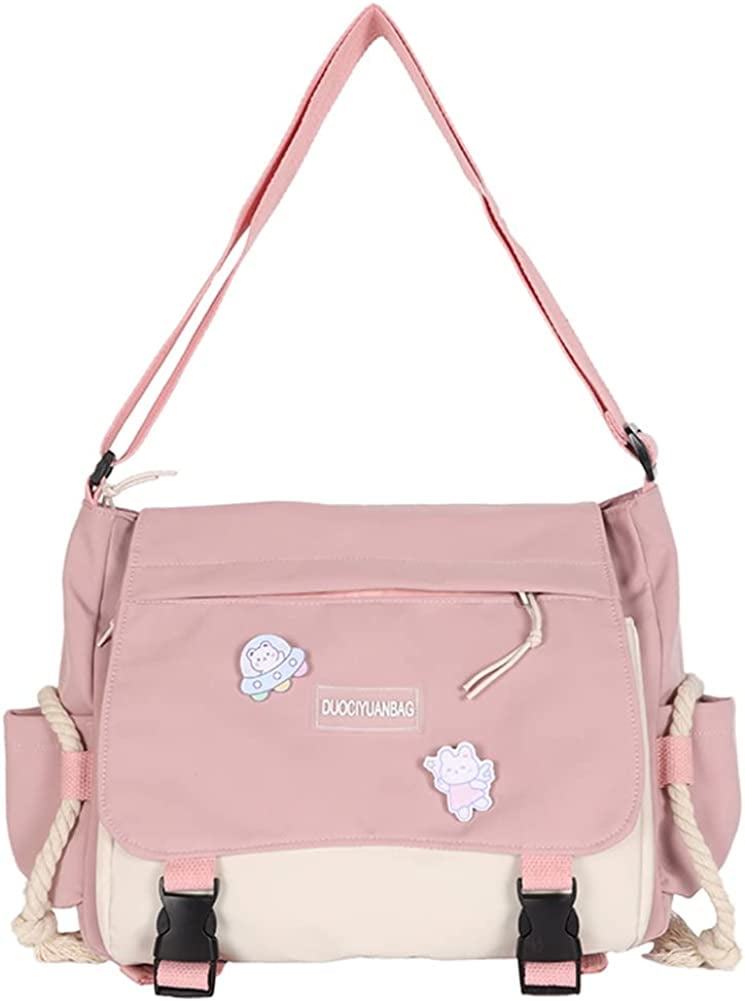 Cute Messenger Bag, Kawaii Canvas Crossbody Bag Y2K Star Purse for Women  Girls School, Pink, Beautiful Star Shaped Ornament Women's Large Capacity Shoulder  Bag Student Crossbody Bag, Star Patch Decor Hobo Bag