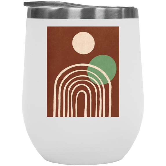 Aesthetic Minimalism Boho Art Merch Gift, White 12oz Wine Tumbler