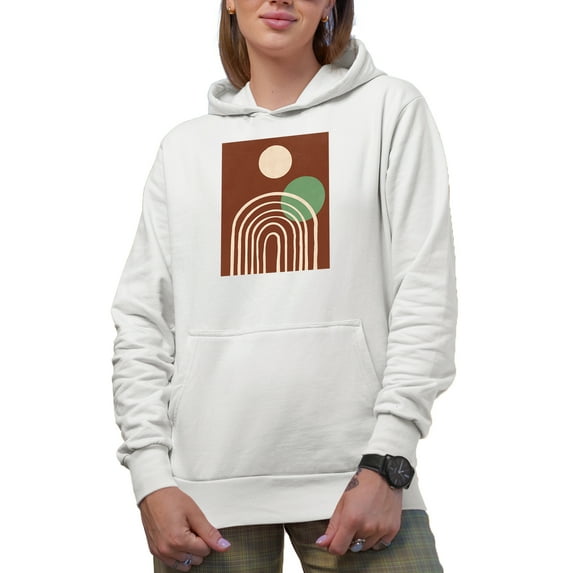 Aesthetic Minimalism Boho Art Merch Gift, White Hooded Sweatshirt or Hoodie, Small