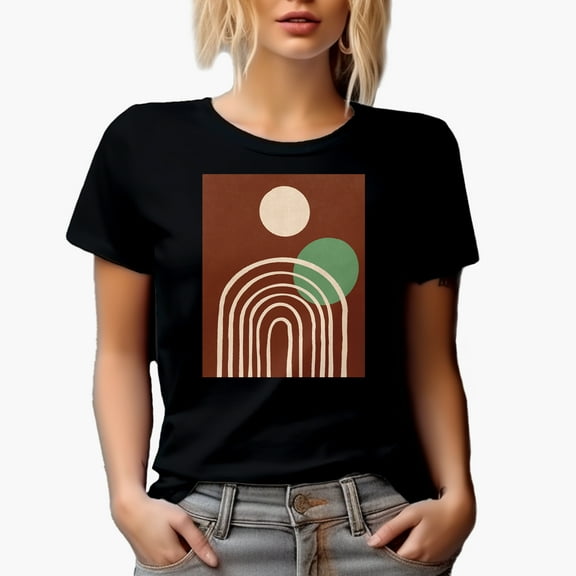 Aesthetic Minimalism Boho Art or Design Merch Gift, Black T-Shirt, Small