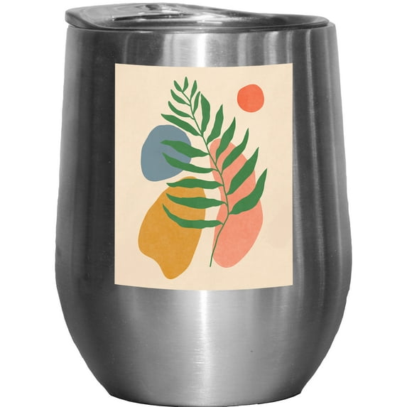 Aesthetic Minimalism Boho Botanical Art Merch Gift, Stainless Steel 12oz Wine Tumbler