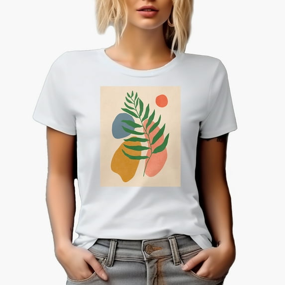 Aesthetic Minimalism Boho Botanical Art Merch Gift, White T-Shirt, Large