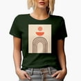 thumbnail image 1 of Aesthetic Minimalism Boho Geometric Rainbow Art or Design Merch Gift, Military Green T-Shirt, Large, 1 of 5