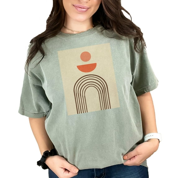 Aesthetic Minimalism Boho Geometric Rainbow Art or Design, Moss Comfort Colors T-Shirt, 2XL