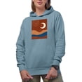 thumbnail image 1 of Aesthetic Minimalism Boho Moon Art Merch Gift, Light Blue Hooded Sweatshirt or Hoodie, Small, 1 of 5