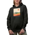 thumbnail image 1 of Aesthetic Minimalism Boho Mountain Landscape Art or Design Merch Gift, Black Hooded Sweatshirt or Hoodie, 2XL, 1 of 5