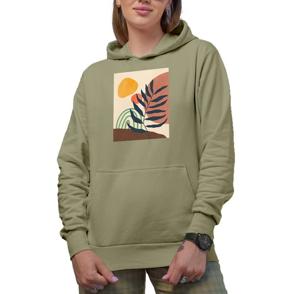 Aesthetic Minimalism Boho Rainbow, Sun & Botanical Art Merch Gift, Sand Hooded Sweatshirt or Hoodie, 3XL