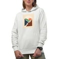 thumbnail image 1 of Aesthetic Minimalism Boho Sun & Mountains Art Merch Gift, White Hooded Sweatshirt or Hoodie, Small, 1 of 5