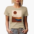 thumbnail image 1 of Aesthetic Minimalism Boho Sun & Rainbow Art Merch Gift, Tan T-Shirt, Medium, 1 of 5